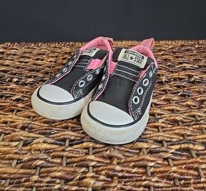 CONVERSE Shoes Kids 5 Toddler All Star Low Black Pink White Sneakers 750457F